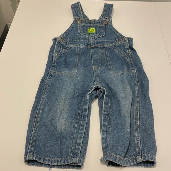 John Deere Brand Baby Denim Overalls Size 6/9 Months - Picture 1 of 7